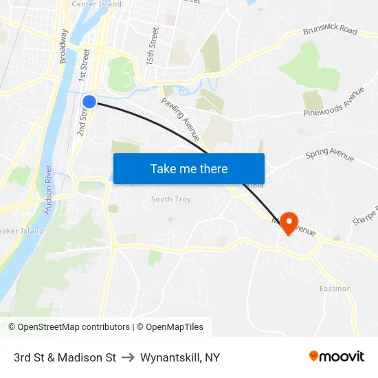 3rd St & Madison St to Wynantskill, NY map