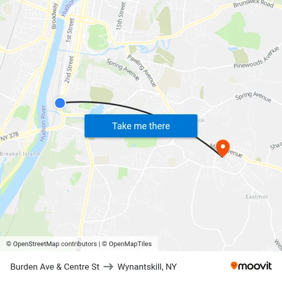 Burden Ave & Centre St to Wynantskill, NY map