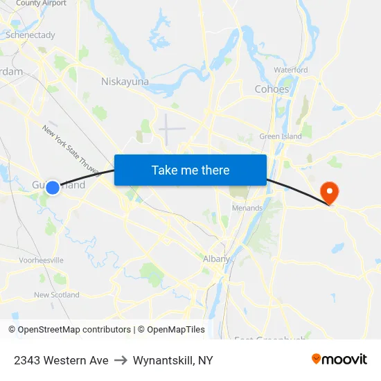 2343 Western Ave to Wynantskill, NY map