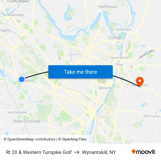 Rt 20 & Western Turnpike Golf to Wynantskill, NY map