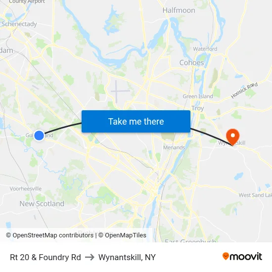 Rt 20 & Foundry Rd to Wynantskill, NY map