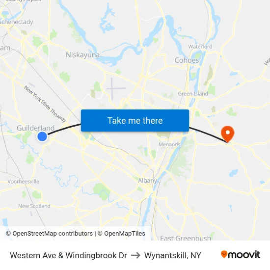 Western Ave & Windingbrook Dr to Wynantskill, NY map