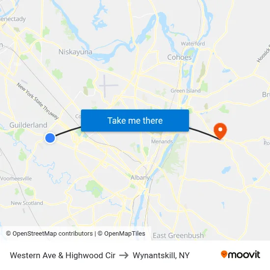 Western Ave & Highwood Cir to Wynantskill, NY map