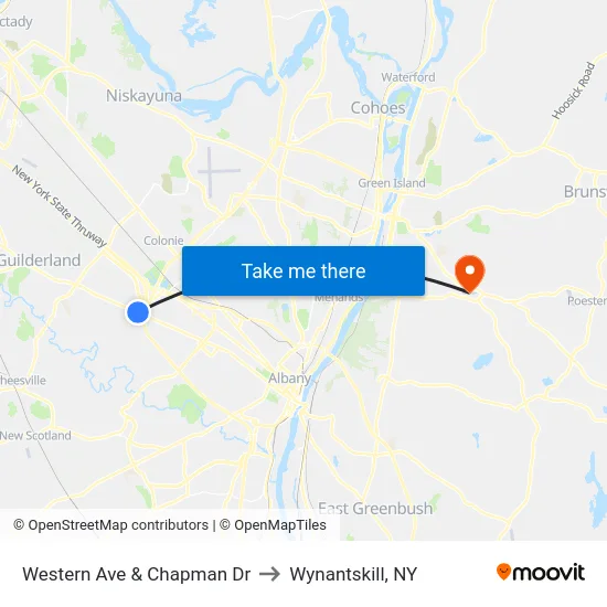 Western Ave & Chapman Dr to Wynantskill, NY map