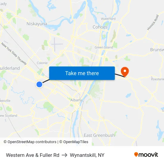 Western Ave & Fuller Rd to Wynantskill, NY map