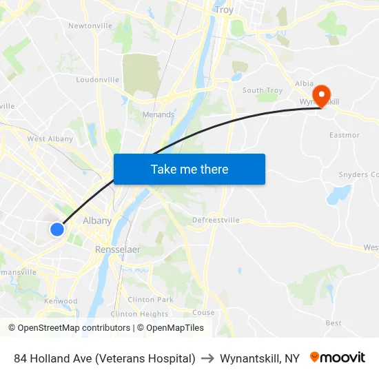 84 Holland Ave (Veterans Hospital) to Wynantskill, NY map