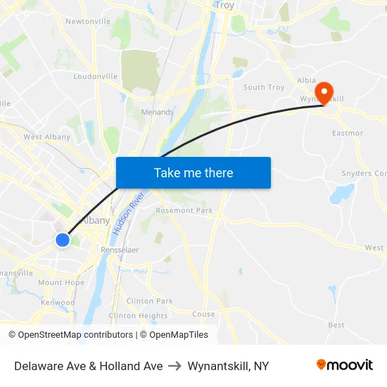 Delaware Ave & Holland Ave to Wynantskill, NY map