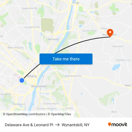 Delaware Ave & Leonard Pl to Wynantskill, NY map