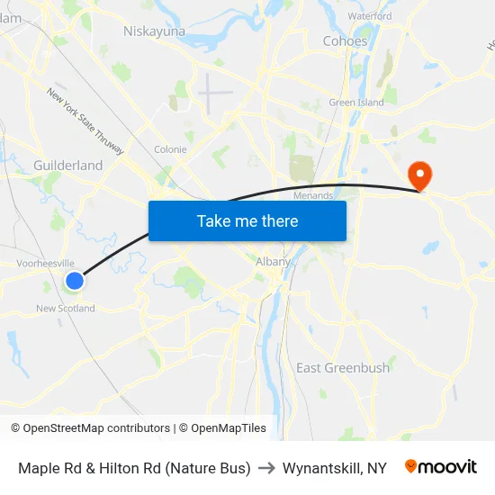 Maple Rd & Hilton Rd (Nature Bus) to Wynantskill, NY map