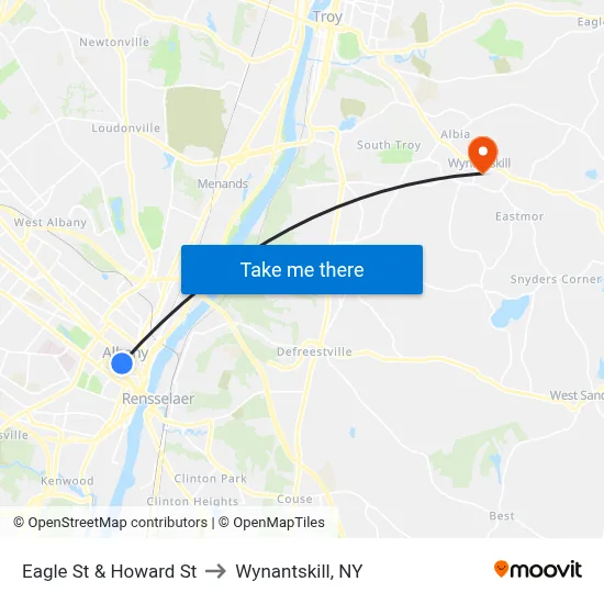 Eagle St & Howard St to Wynantskill, NY map