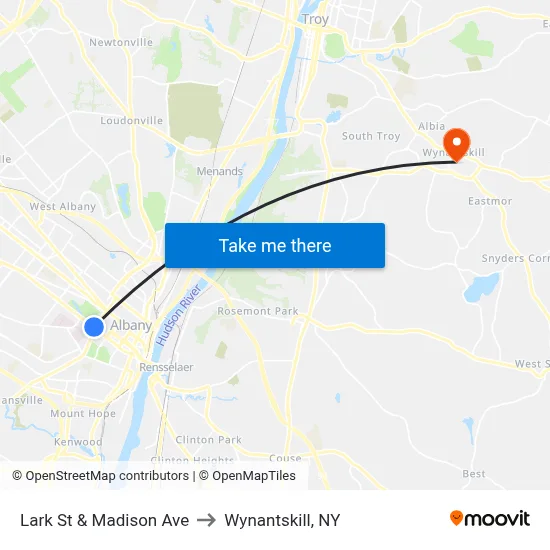 Lark St & Madison Ave to Wynantskill, NY map
