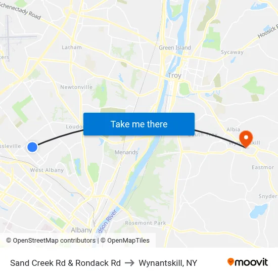 Sand Creek Rd & Rondack Rd to Wynantskill, NY map