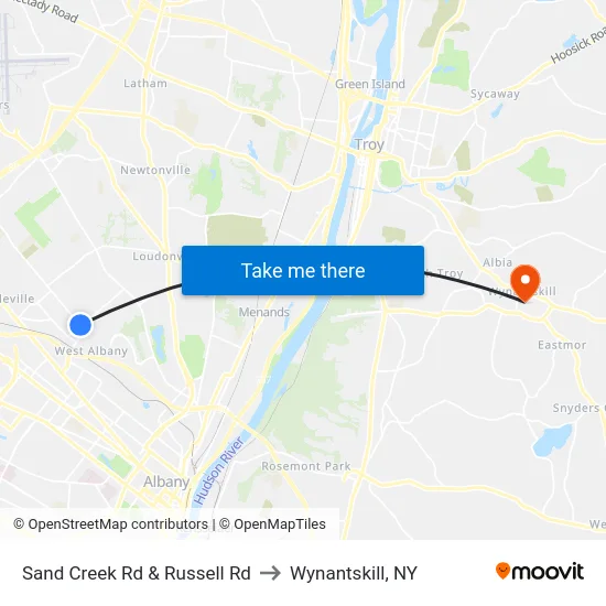 Sand Creek Rd & Russell Rd to Wynantskill, NY map