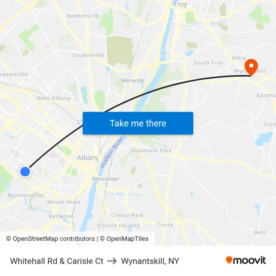 Whitehall Rd & Carisle Ct to Wynantskill, NY map