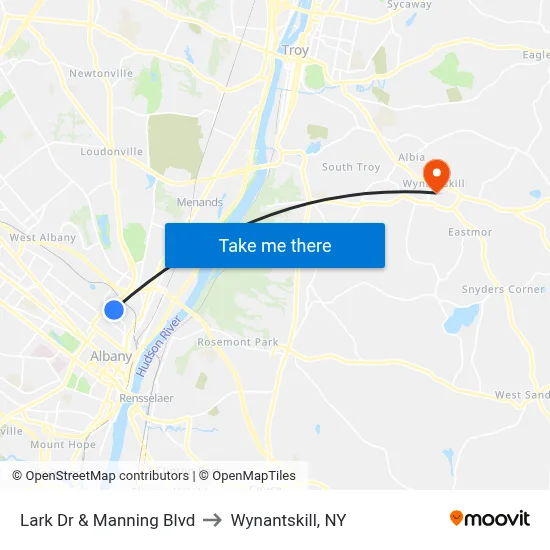 Lark Dr & Manning Blvd to Wynantskill, NY map