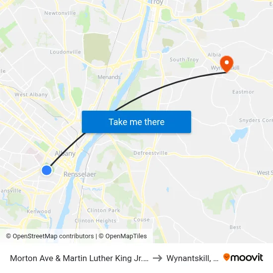 Morton Ave & Martin Luther King Jr. Blvd to Wynantskill, NY map