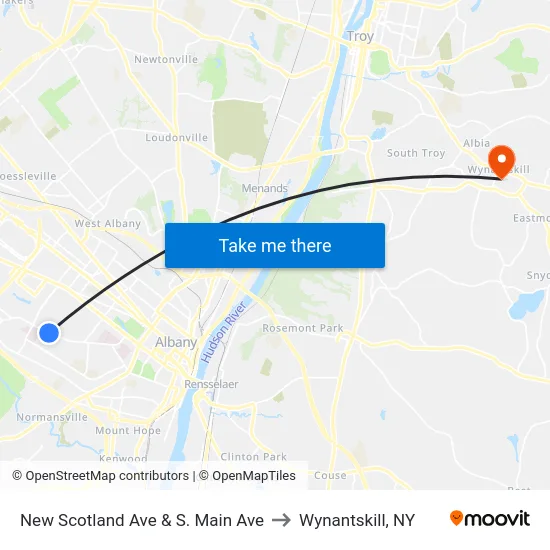 New Scotland Ave & S. Main Ave to Wynantskill, NY map