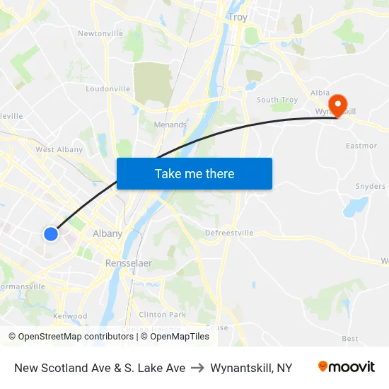 New Scotland Ave & S. Lake Ave to Wynantskill, NY map