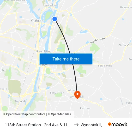 118th Street Station - 2nd Ave & 118th St to Wynantskill, NY map