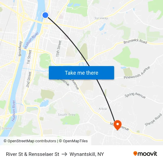 River St & Rensselaer St to Wynantskill, NY map