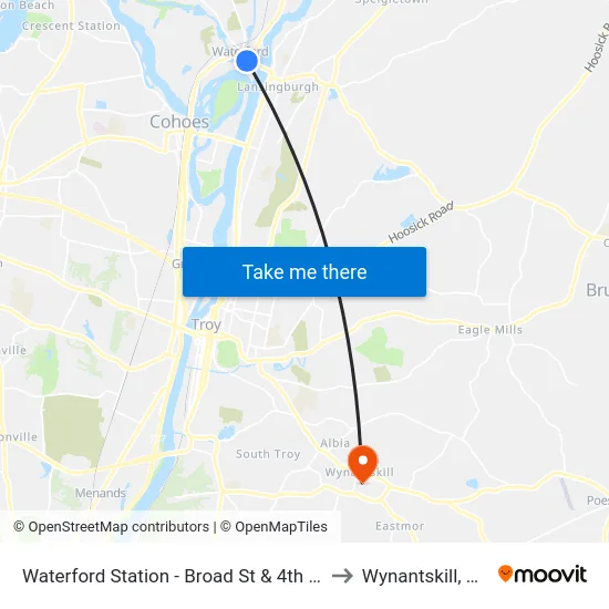 Waterford Station - Broad St & 4th St to Wynantskill, NY map