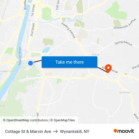 Cottage St & Marvin Ave to Wynantskill, NY map