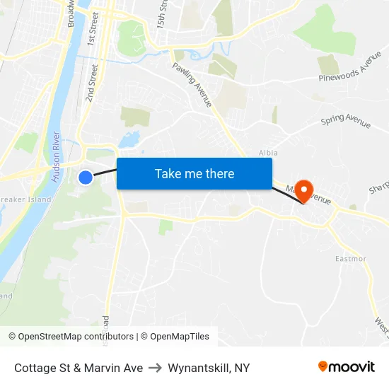 Cottage St & Marvin Ave to Wynantskill, NY map