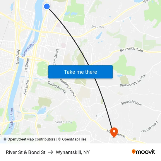 River St & Bond St to Wynantskill, NY map