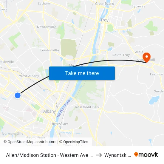 Allen/Madison Station - Western Ave & S. Allen St to Wynantskill, NY map