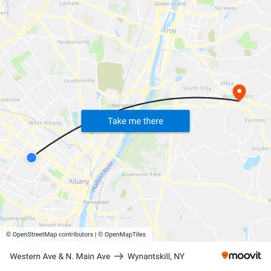 Western Ave & N. Main Ave to Wynantskill, NY map
