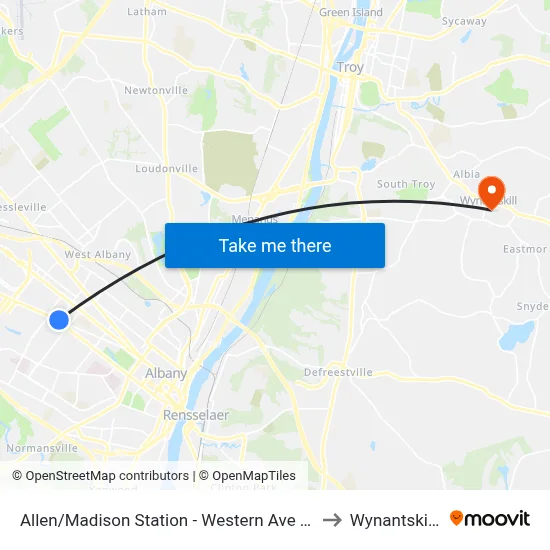 Allen/Madison Station - Western Ave & S. Allen St to Wynantskill, NY map