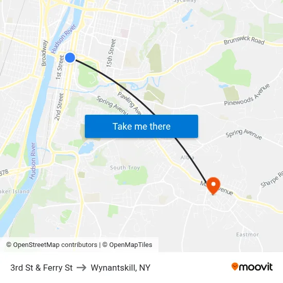 3rd St & Ferry St to Wynantskill, NY map