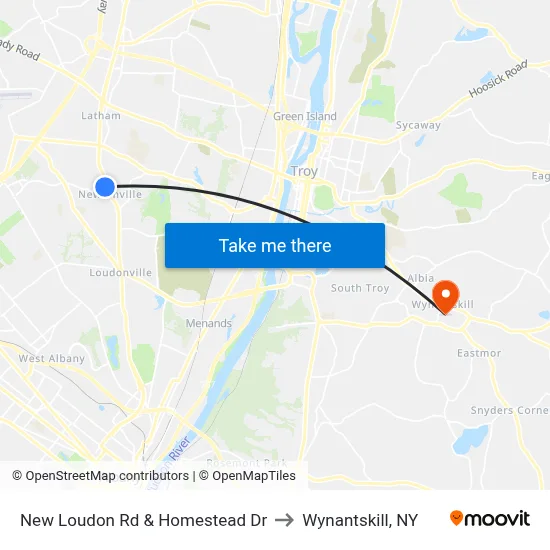 New Loudon Rd & Homestead Dr to Wynantskill, NY map