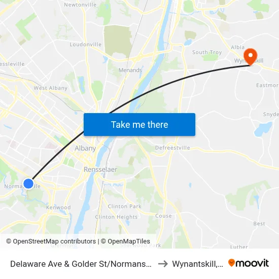 Delaware Ave & Golder St/Normanskill Ave to Wynantskill, NY map