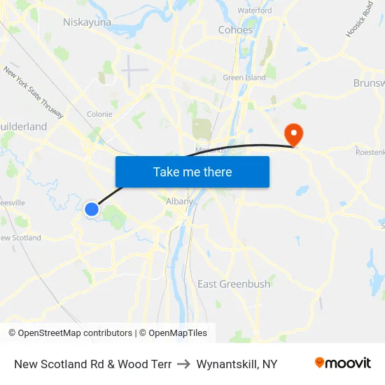 New Scotland Rd & Wood Terr to Wynantskill, NY map