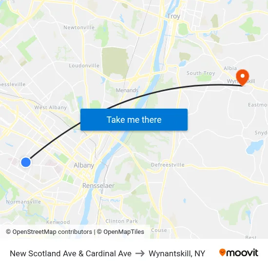 New Scotland Ave & Cardinal Ave to Wynantskill, NY map