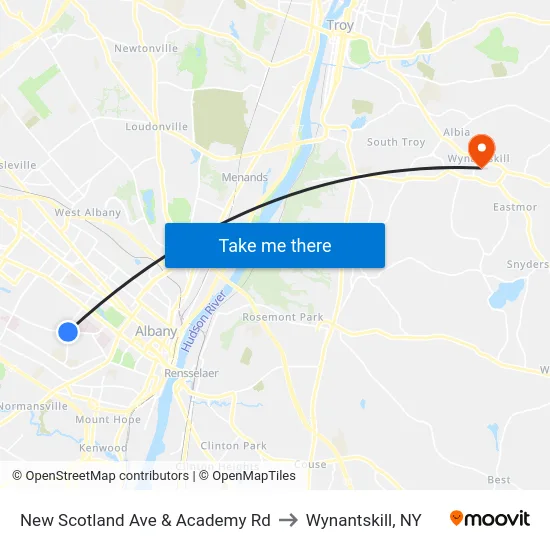 New Scotland Ave & Academy Rd to Wynantskill, NY map
