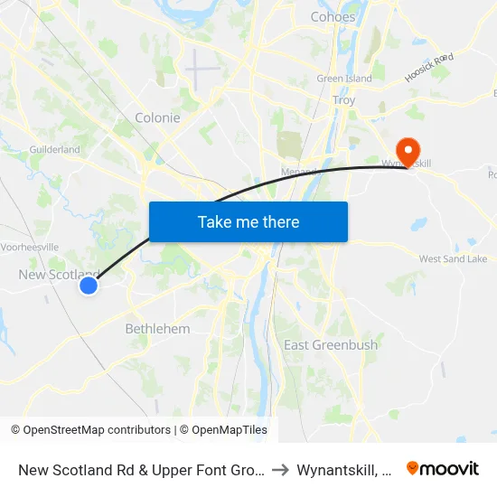 New Scotland Rd & Upper Font Grove to Wynantskill, NY map
