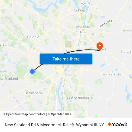 New Scotland Rd & Mccormack Rd to Wynantskill, NY map