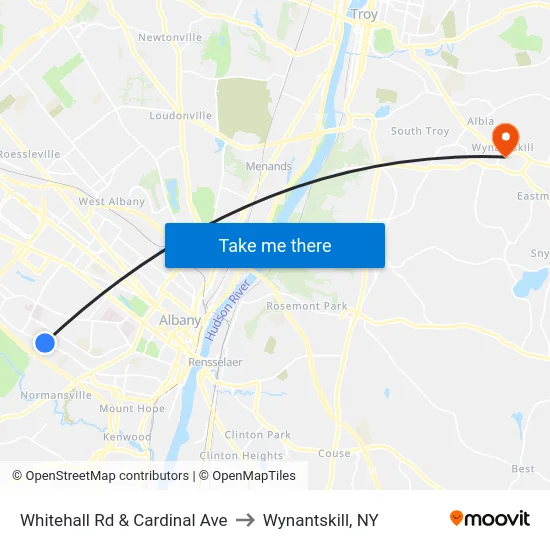 Whitehall Rd & Cardinal Ave to Wynantskill, NY map