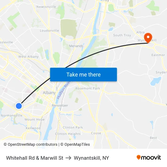 Whitehall Rd & Marwill St to Wynantskill, NY map