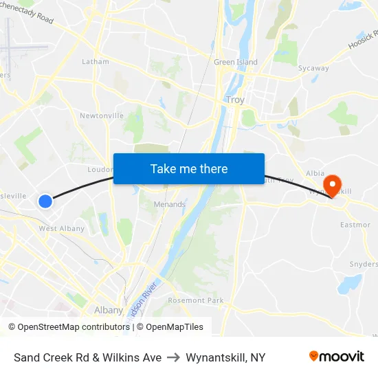 Sand Creek Rd & Wilkins Ave to Wynantskill, NY map
