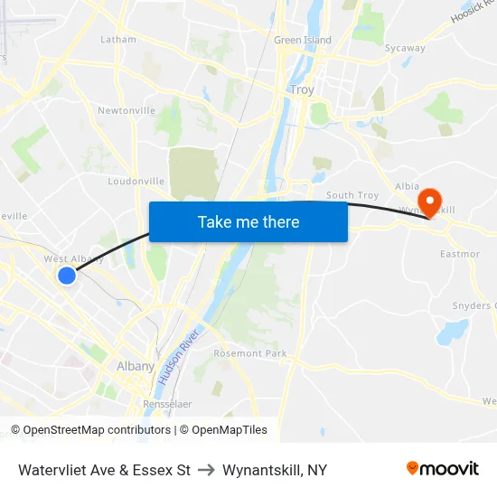 Watervliet Ave & Essex St to Wynantskill, NY map