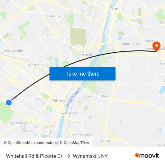 Whitehall Rd & Picotte Dr to Wynantskill, NY map