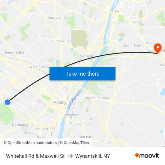Whitehall Rd & Maxwell St to Wynantskill, NY map