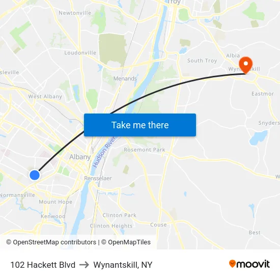 102 Hackett Blvd to Wynantskill, NY map