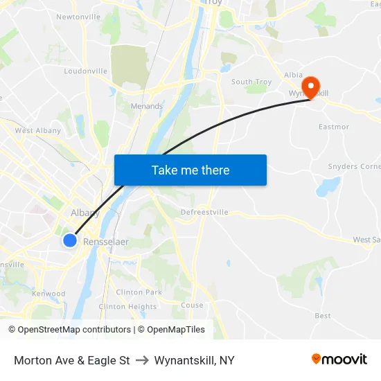 Morton Ave & Eagle St to Wynantskill, NY map