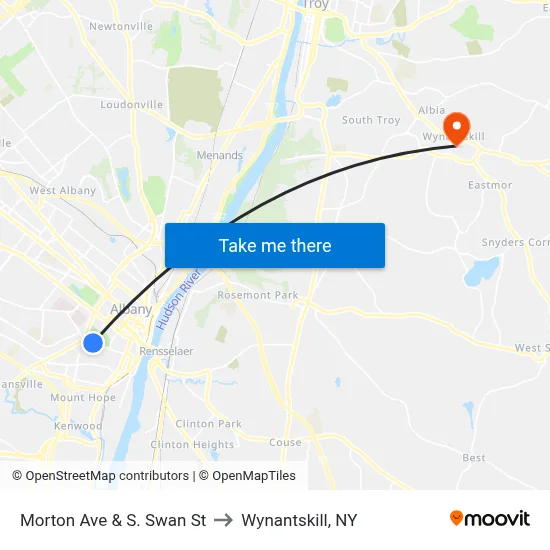Morton Ave & S. Swan St to Wynantskill, NY map