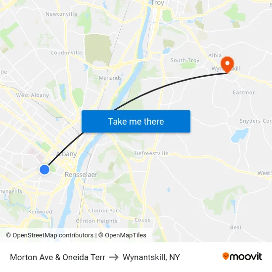 Morton Ave & Oneida Terr to Wynantskill, NY map
