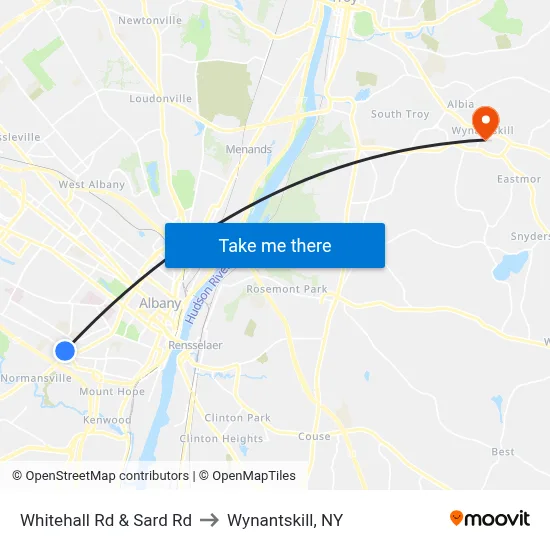 Whitehall Rd & Sard Rd to Wynantskill, NY map